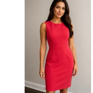 Calvin Klein Pink Sheath Dress Womens 8 Sleeveless Career Work Cocktail Knee